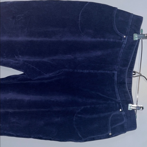 Women’s Quaker Factory Navy Corduroy Stretch Capri Pants Large Short - Picture 5 of 11